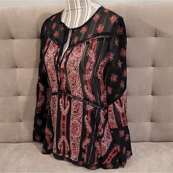 Avec Les Filles black boho top size M - Picture 1 of 12